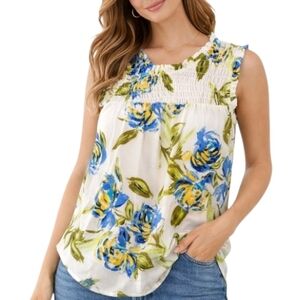 Floral & Ivy Sheer Sleeveless Tunic Top Size M  NWT